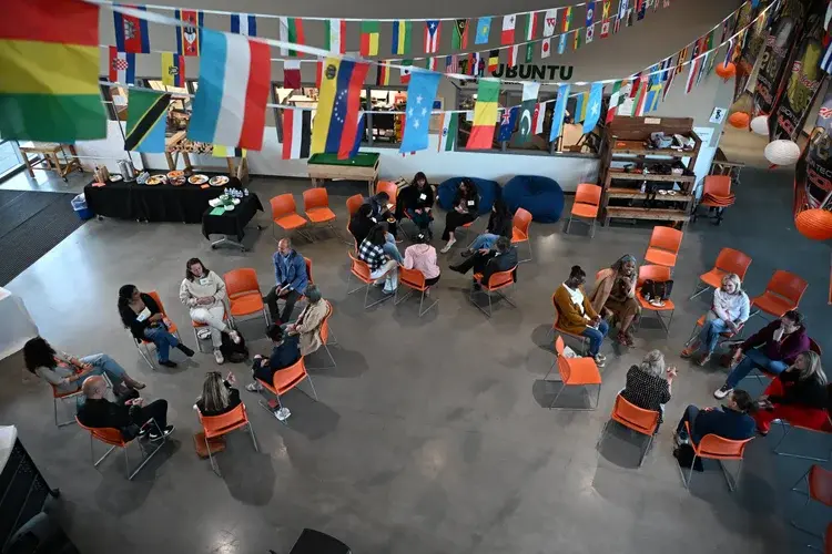 d.tech students in the atrium